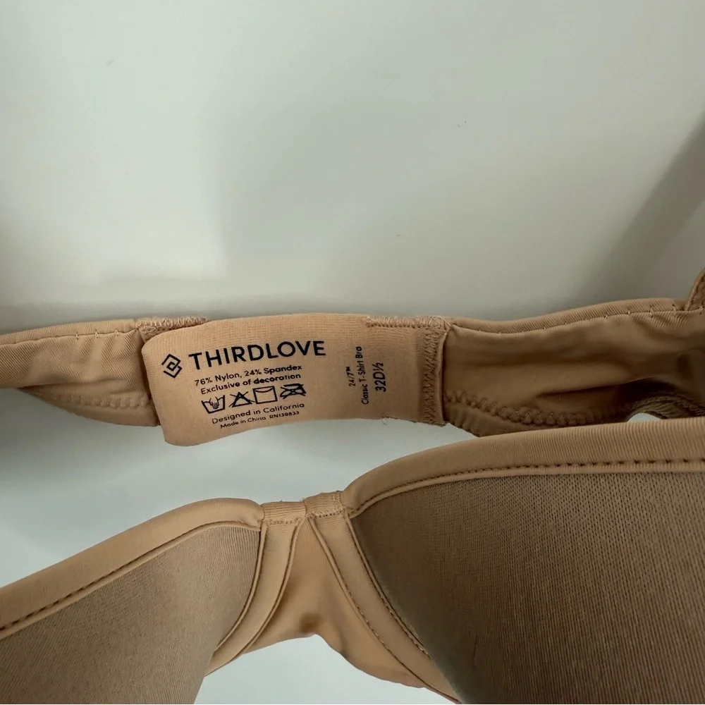 ThirdLove Lot Of 2 Bras Size 32 D Tan /black Underwire T-shirt 24/7 Back Closure